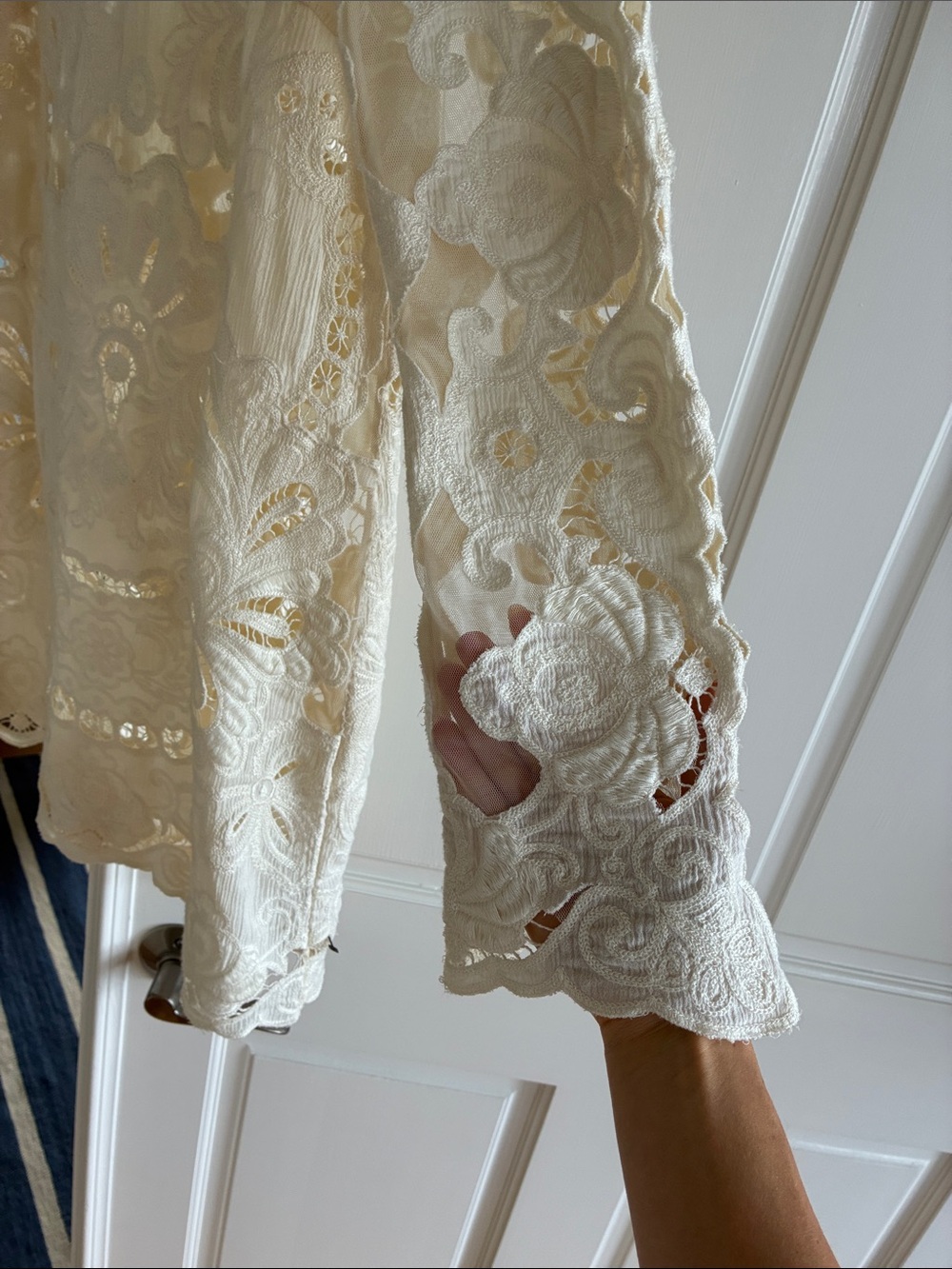 Sea New York White Cream Lace Long-Sleeve Lysa Embroidered Mini Dress - Picture 15 of 16